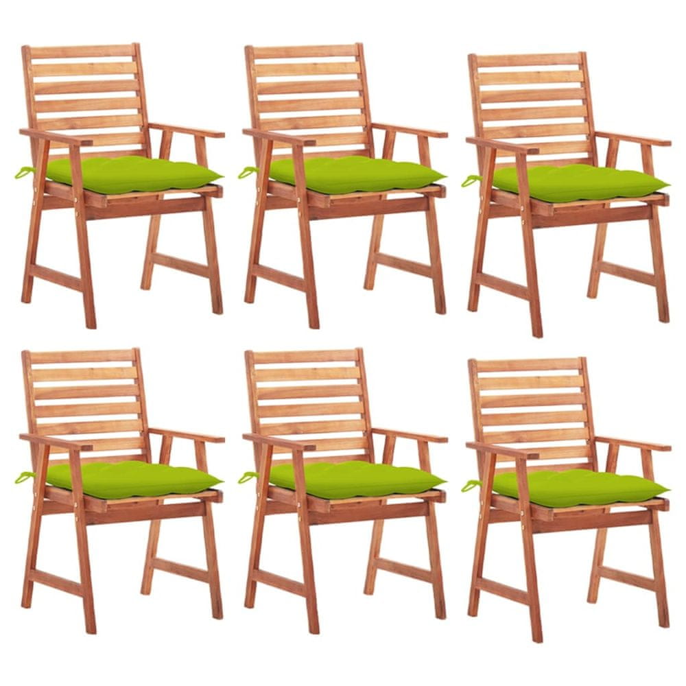 Petromila vidaXL Vonkajšie jedálenské stoličky 6 ks s podložkami masívne akáciové drevo